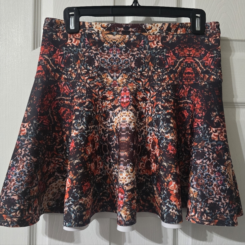Y2K Abercrombie & Fitch Pleated Scuba Kaleidoscope Print Mini Skater Skirt, EUC!